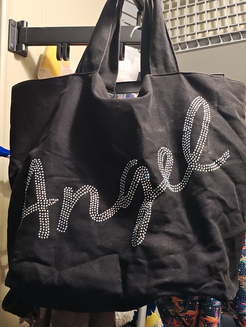 Angel Black Rhinestone Accent Tote Bag by Victoria Secret